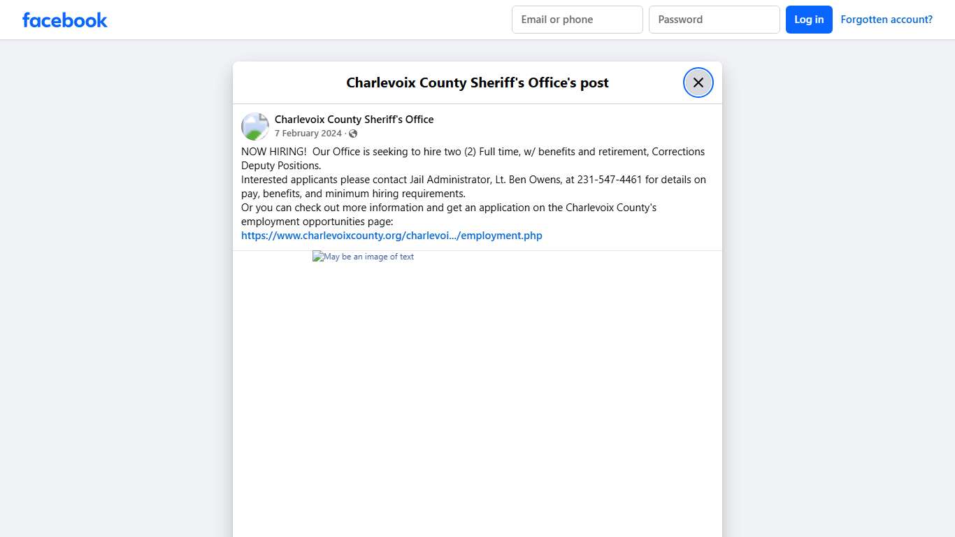 NOW HIRING! Our... - Charlevoix County Sheriff's Office Facebook